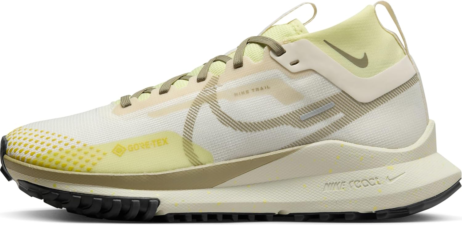 Nike Women's React Pegasus Trail 4 Gore-texSneaker, Light Ivory Neutral Olive Green Bright Green, 11.5 US