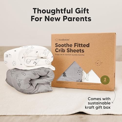 Miniatura 9 de Paquete de 2 sábanas orgánicas para cuna para niños, niñas, sábana bajera ajustable de jersey, sábanas neutrales para cuna, sábana de colchón para