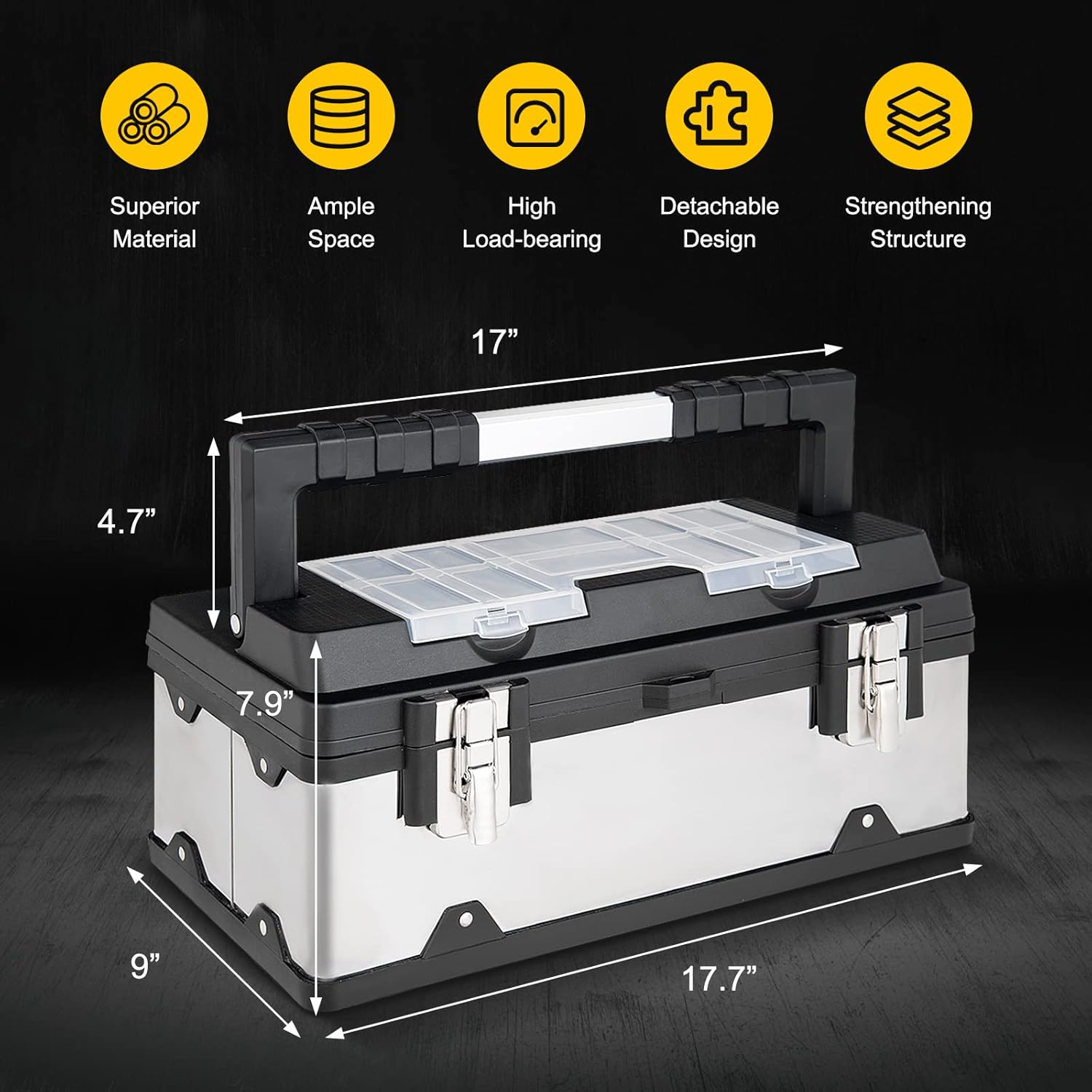 Buy Goplus Portable Tool Box 19In Toolbox Lockable Tool Storage