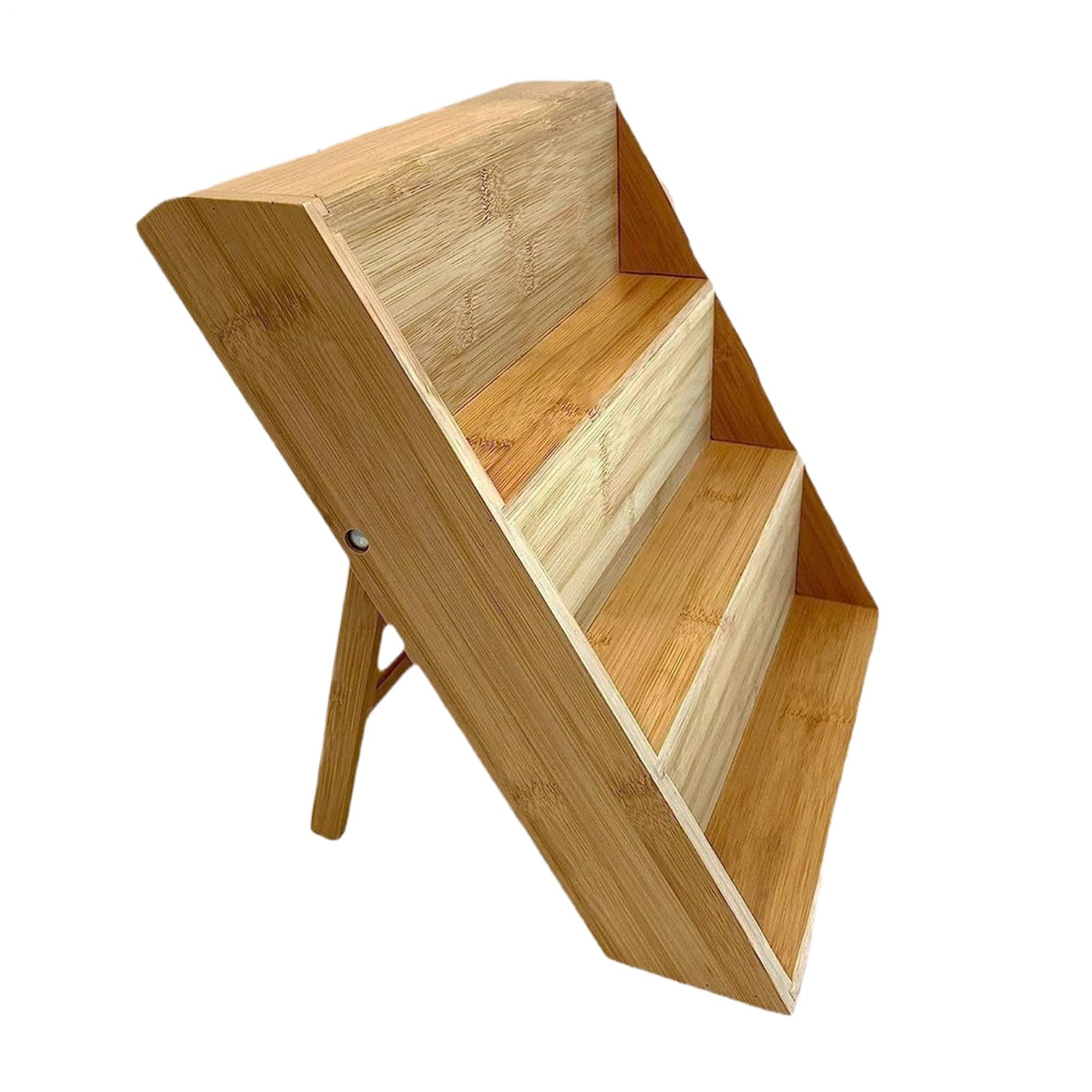 Soporte de exhibición de madera escalonado, estante plegable para especias de cocina, condimentos, herramientas y postres, estante de encimera que ahorra espacio para uso doméstico y restaurante