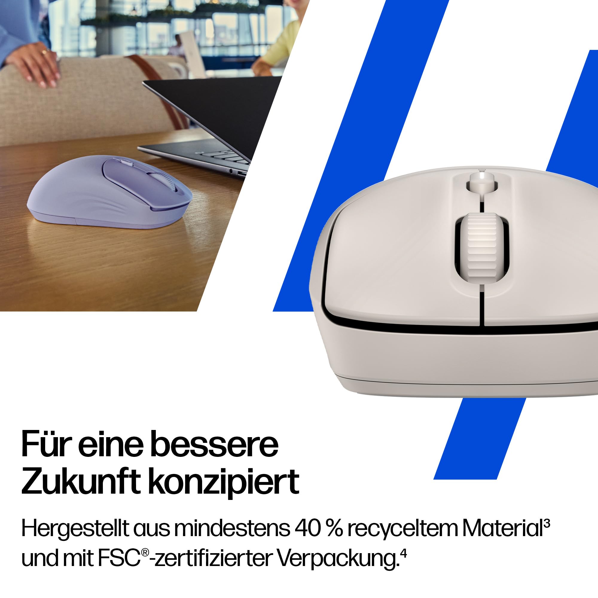 HP 400 Duale kabellose Maus, Bluetooth und USB, 2,4 GHz, 24 Monate Akku, leise Klicks, weiche Haptik, Blau