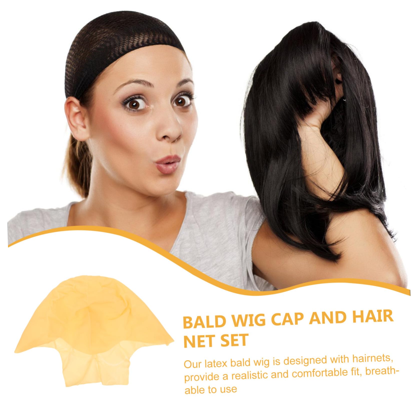 NULYLU Wig Hair Nets for Women Men Latex Bald Cap Kit Skull Cap for Halloween