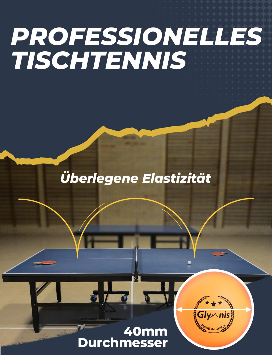 Glymnis Set di racchette da ping pong con 4 racchette da ping pong e 8 palline da ping pong, 2 borse per il trasporto per principianti, famiglie e professionisti