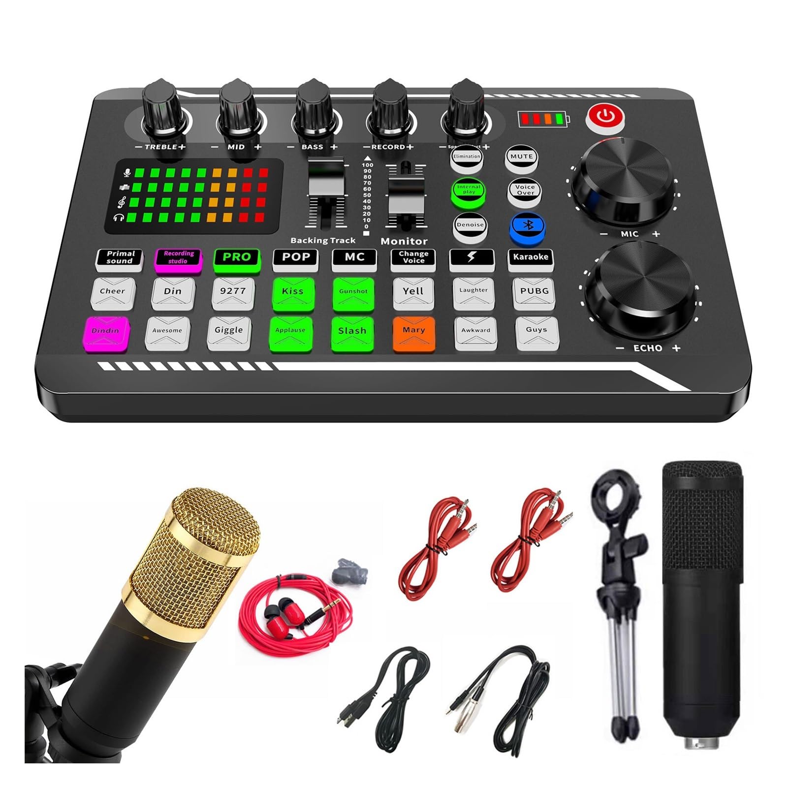 Podcast Kit, Kit scheda audio for microfono Pacchetto attrezzatura streaming versione inglese for streaming//podcasting