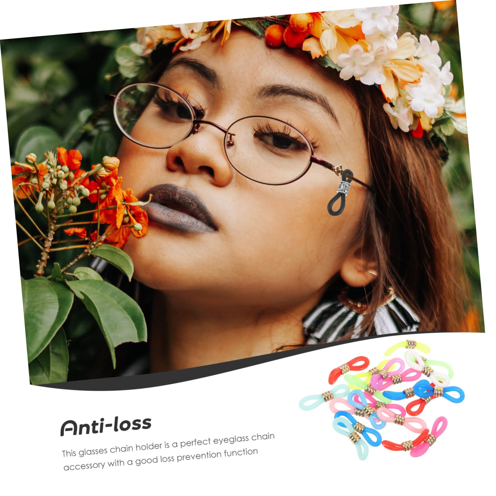 SOLUSTRE Embouts de Chaîne Antidérapants Accessoires Pratiques pour Sport pour Lunettes en Silicone et Métal 60 Pièces Connecteurs Réglables Couleur Aléatoire pour Chaînette de Lunettes