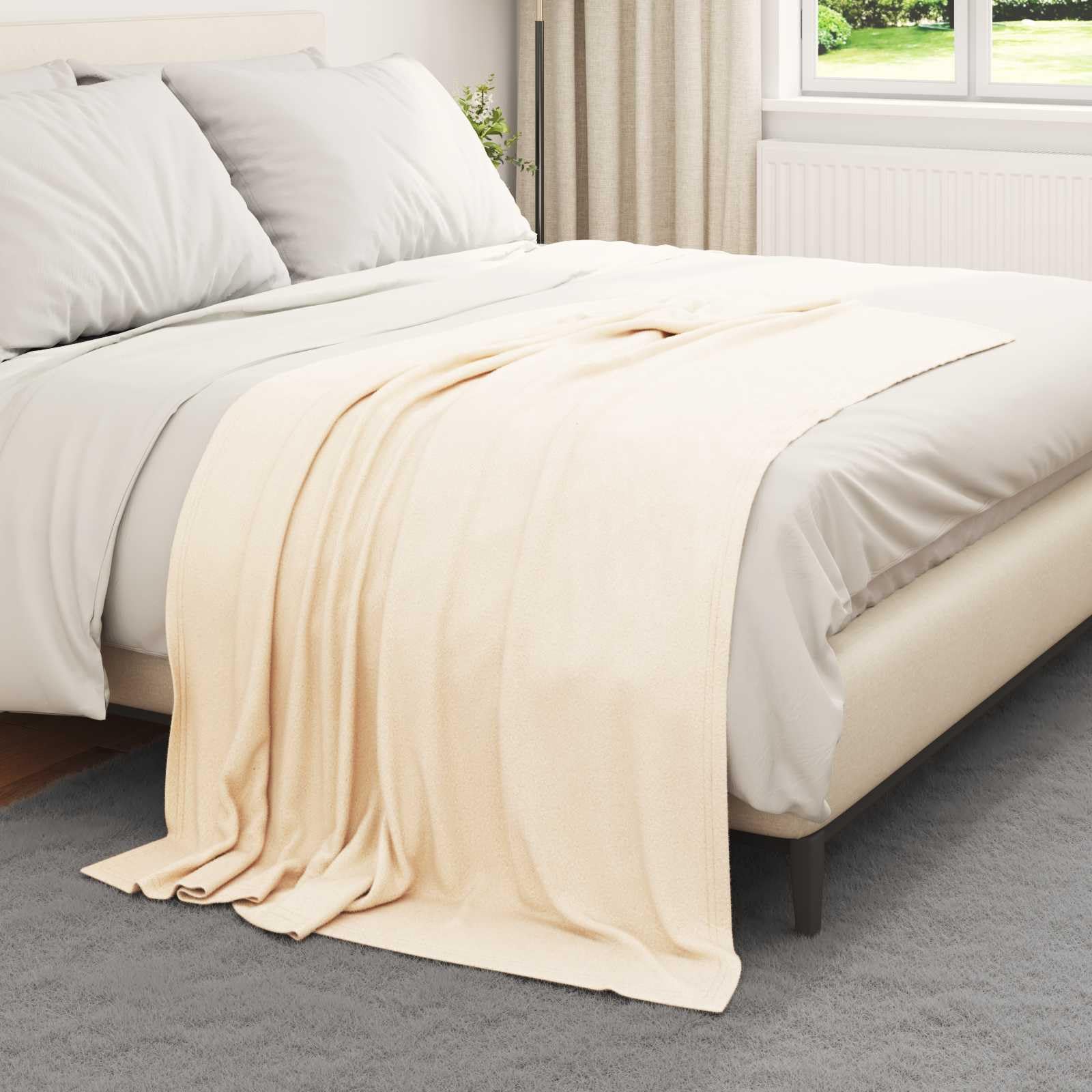Manta de forro polar, 24 unidades, color crema, 170 x 130 cm, paño suave y
