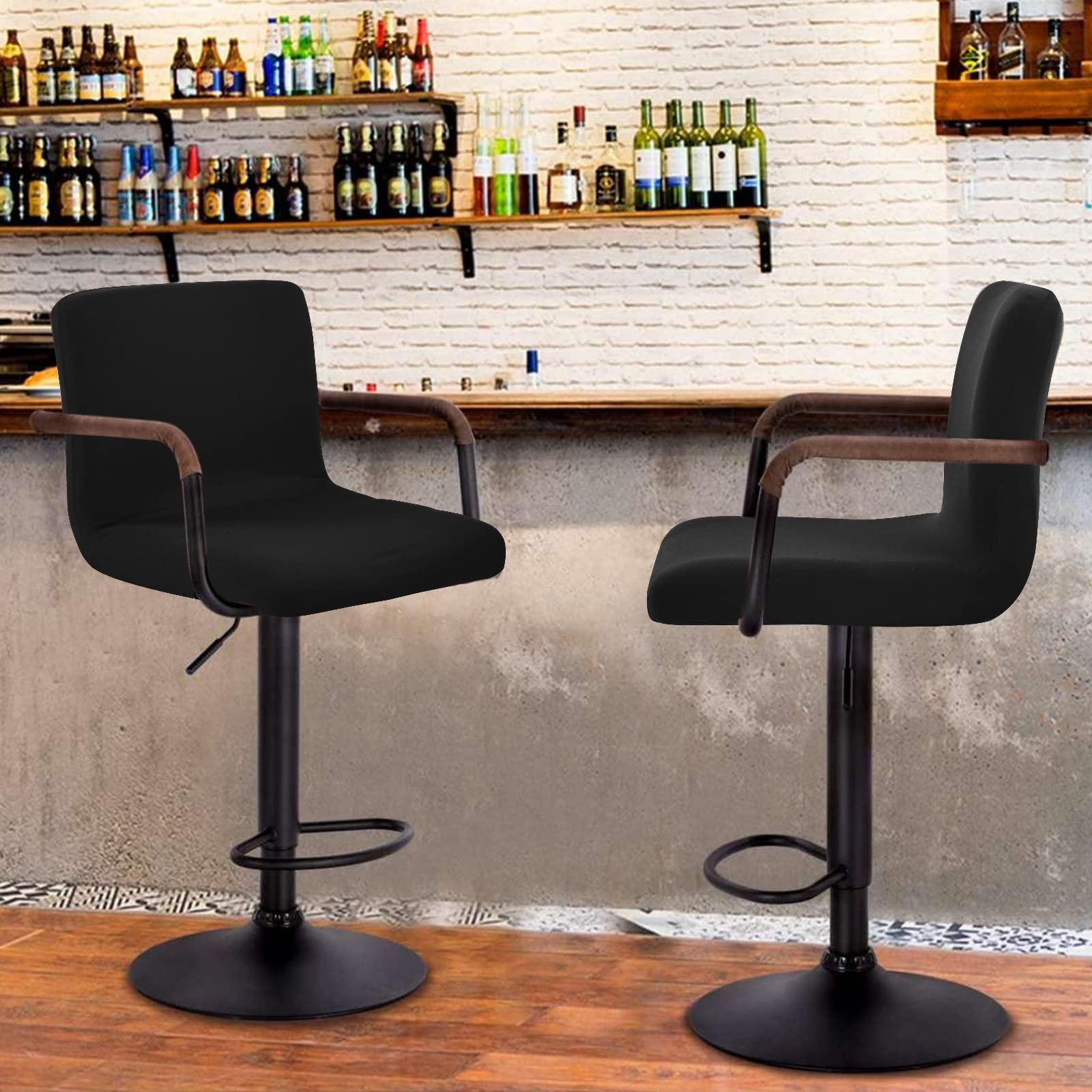 Stuhlbezug Für Esszimmerstühle – 2 Stück, Schwarz, Stretch Polyester/Elasthan, Maschinenwaschbar