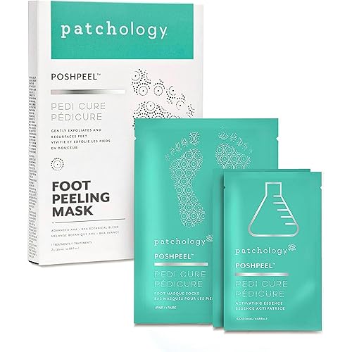 Patchology PoshPeel Pedi Cure, Foot Peeling Mask Soak Treatment for Deep Skin Exfoliation, Pedicure Booties for Baby-Soft Feet, Christmas Gifts for Women & Stocking Stuffers for Teens (1 Pair)
