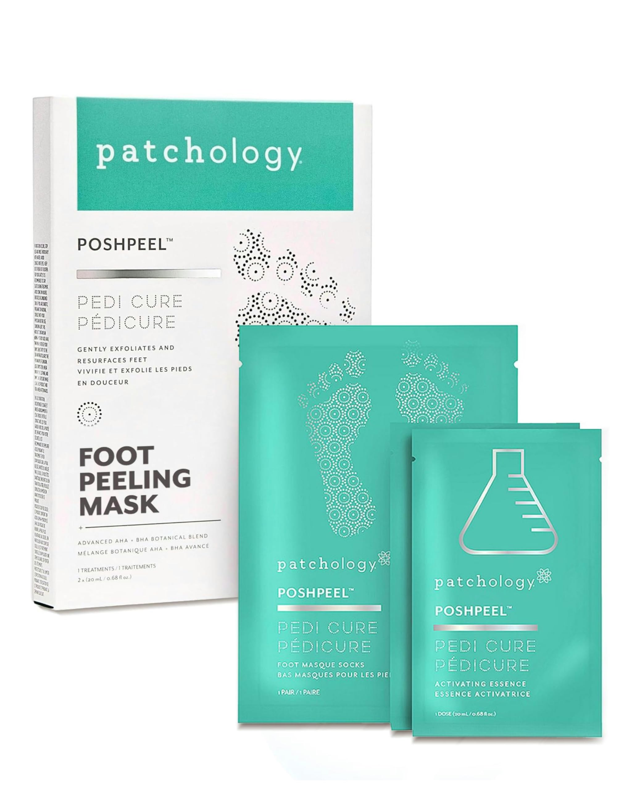 Patchology PoshPeel Pedi Cure, Foot Peeling Mask Soak Treatment for Deep Skin Exfoliation, Pedicure Booties for Baby-Soft Feet, Christmas Gifts for Women & Stocking Stuffers for Teens (1 Pair)