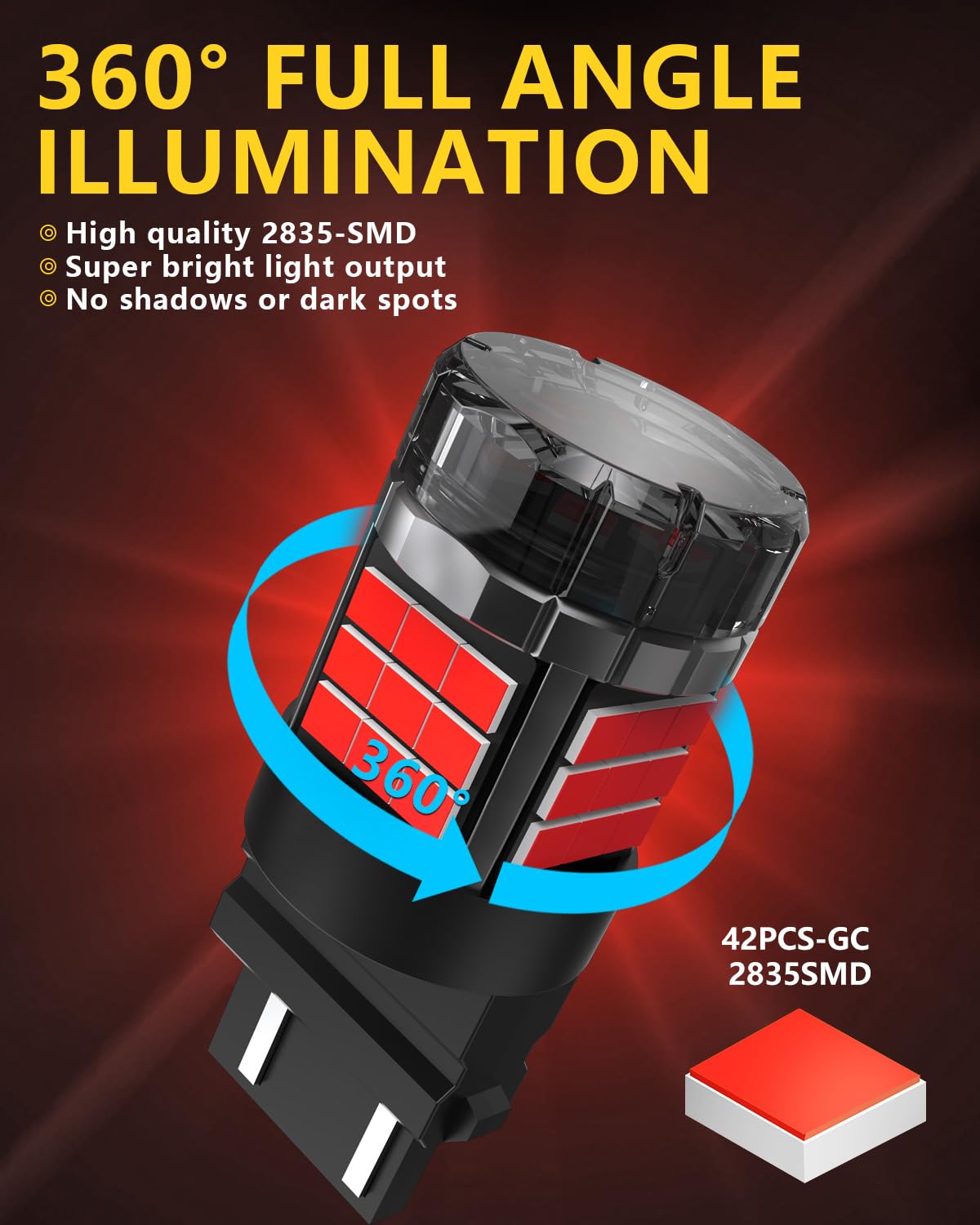 3157 T25 Bombillas LED Canbus Sin Errores Super Brillante 5000LM Rojo 12V 24V 3057 3156 4057 4157 para Luz de Marcha Atrás Luz de Freno Luz de Giro Luces Traseras, 2 Piezas