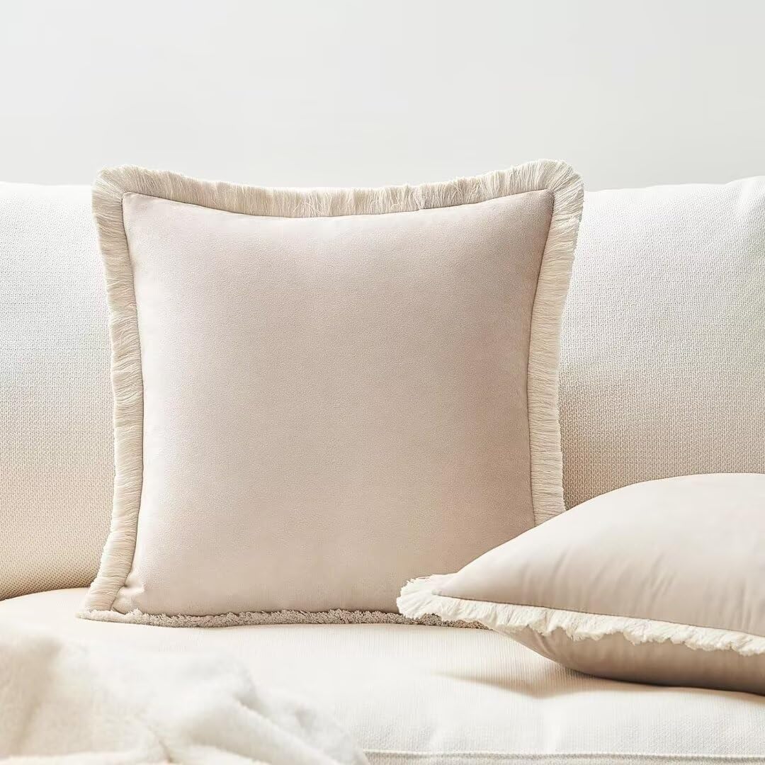 2 Pezzi 2 federe per Cuscini 60 x 60 cm 2 federe per Cuscini Decorativi Grandi in Morbido Velluto con Frange Nappe Stile Boho per Divano Camera da Letto Arredamento per la casa 20