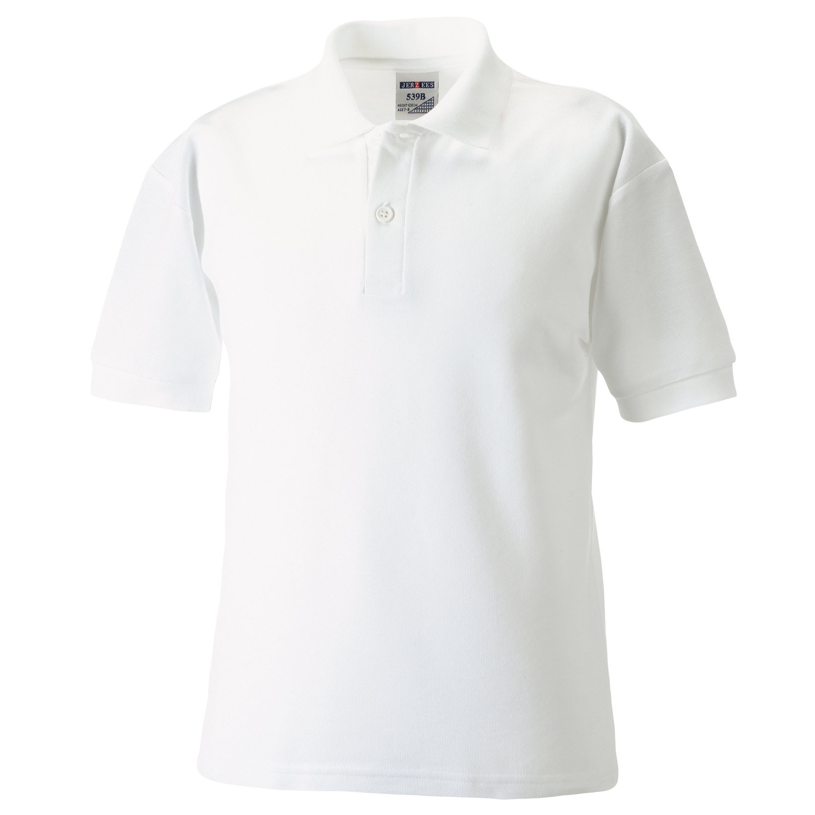 Jerzees Schoolgear- Polo de Manga Corta de Piqué 65/35 para niños (11-12 años) (Blanco)