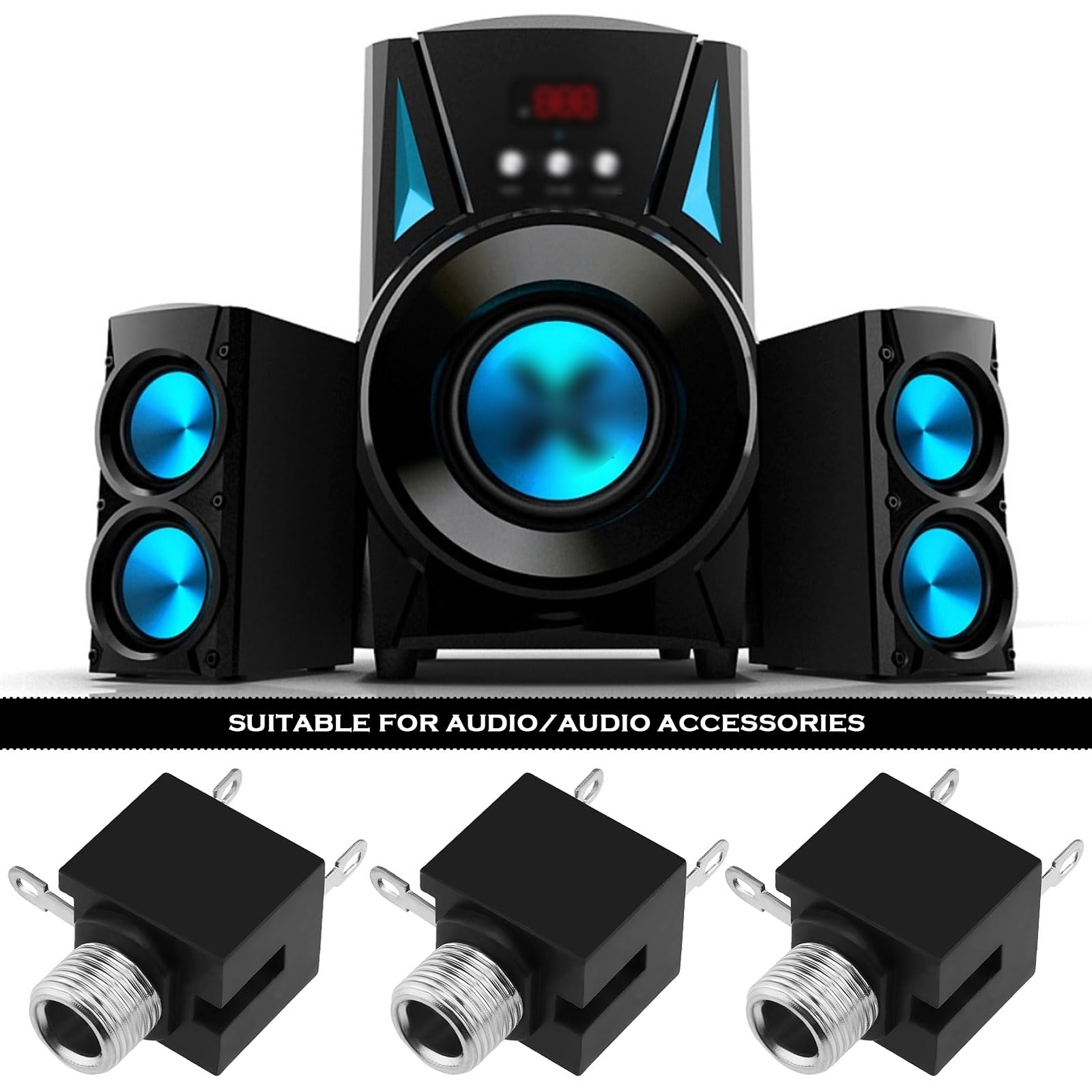 Create idea 10pcs 3 Pin 3.5mm Mono Female Jack Connector Female Socket Headphone Jack Socket Audio Socket Mono Mount Switching Audio DC Jack Socket - Image 3