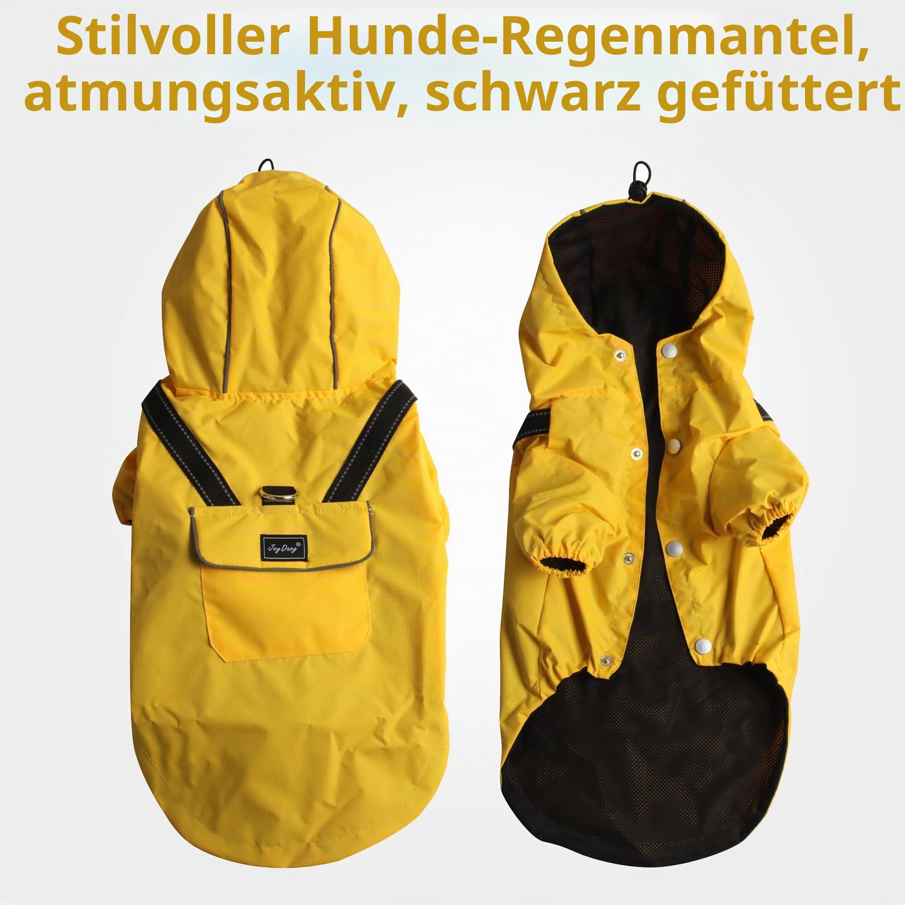 JoyDaog Regenmantel für extra kleine Hunde mit Kapuze, wasserdichte Outdoor-Regenjacke für Hunde, Welpen-Regenmantel mit Taschen, Gelb, XS