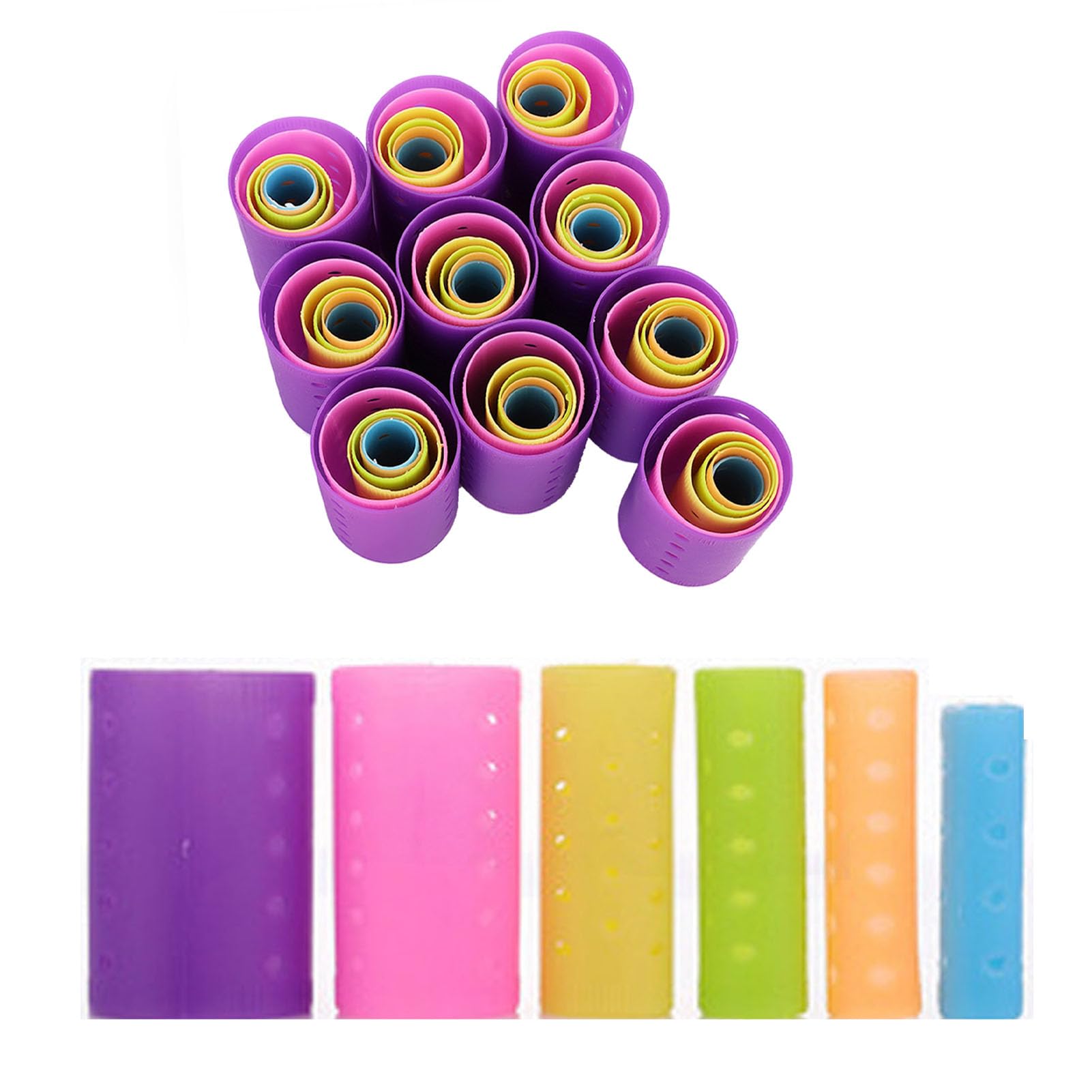 SENECESLI Juego de Rulos para el Cabello, Rulos de Plástico Suave sin Calor para Rizos Suaves, con Clips y Pasadores para Peinar con Volumen, para Peluquería, Uso Doméstico (Juego de para el