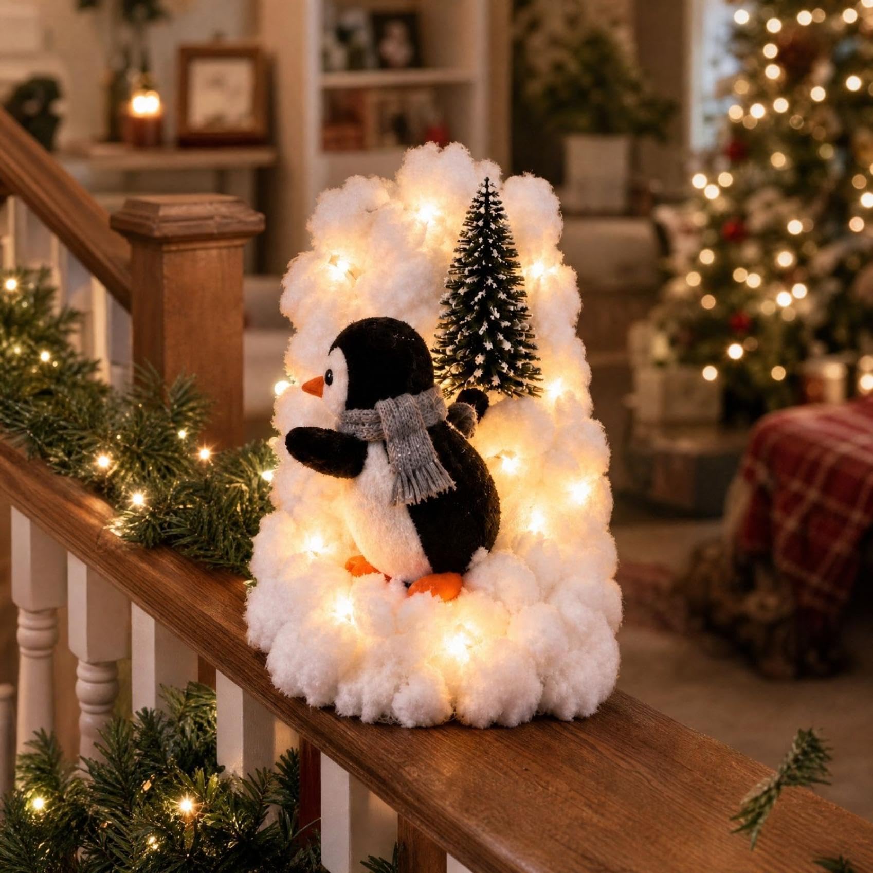 Penguin Christmas Stair Snow Decor, Christmas Stair Decorations(#C)