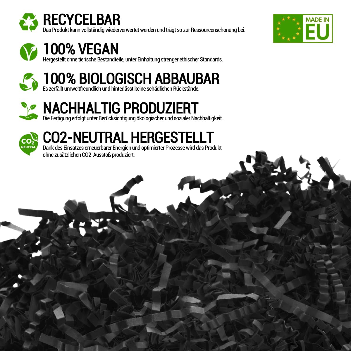 verpacking Increspata per Riempimento Carta Kraft [couleur et quantité au choix] forniture per riempire cesti per compleanni, matrimoni, anniversari nero 1 kg