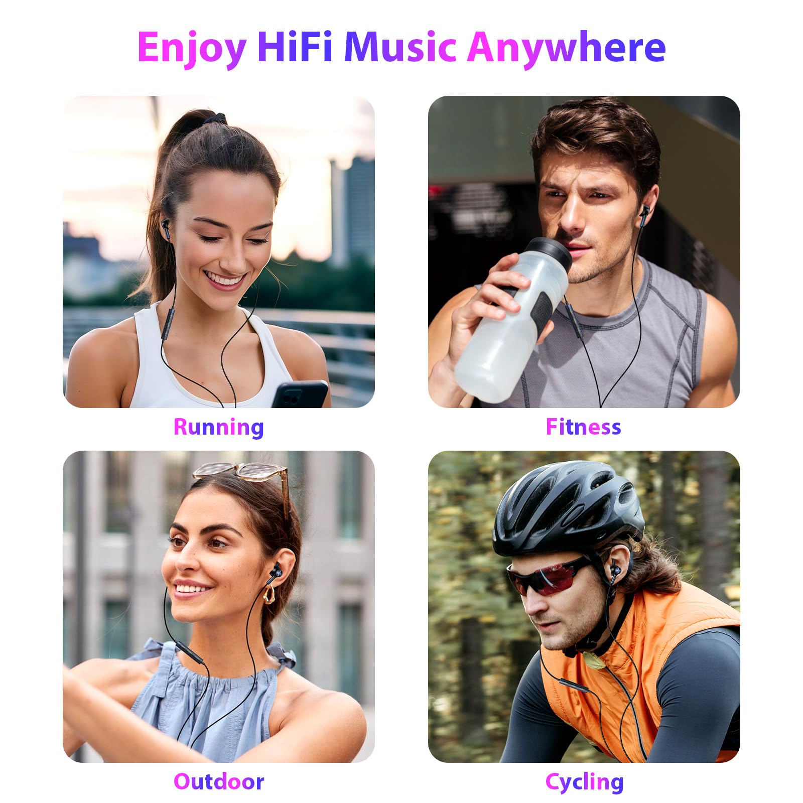APETOO Auricolari con cavo USB-C con alette anti-allarme/ferite, per iPhone 16 15/iPad/Samsung/Android, microfono e controllo del volume, bassi stereo puri, cancellazione del rumore, auricolari in-ear