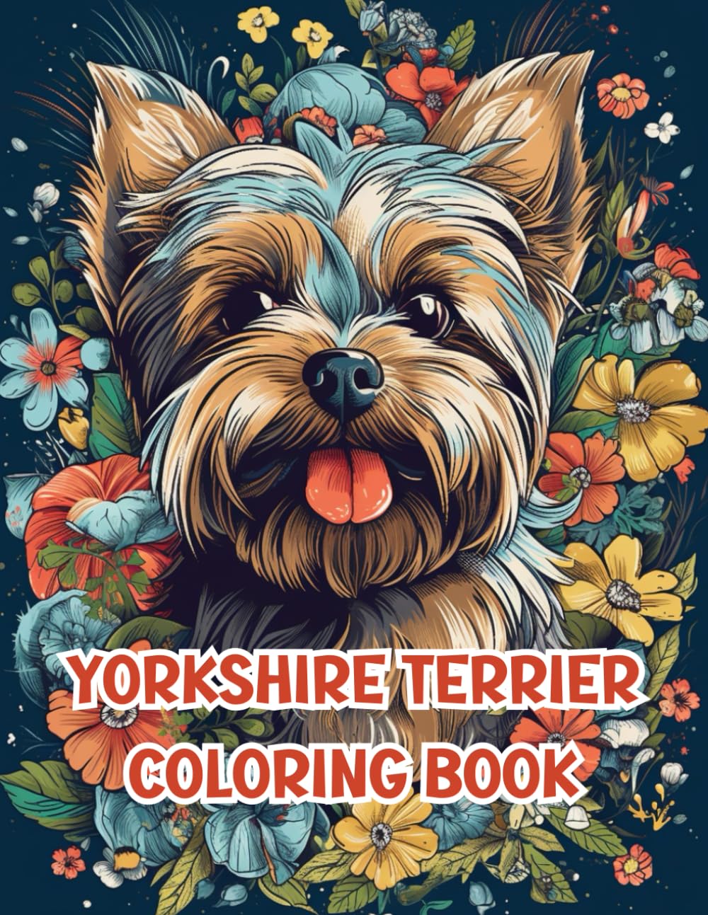 Yorkshire Terriers Coloring book | Adorable Yorkies with flowers | Stress Relief, Mindfulness, and Unwind | Designed for Kids, Adults and teens