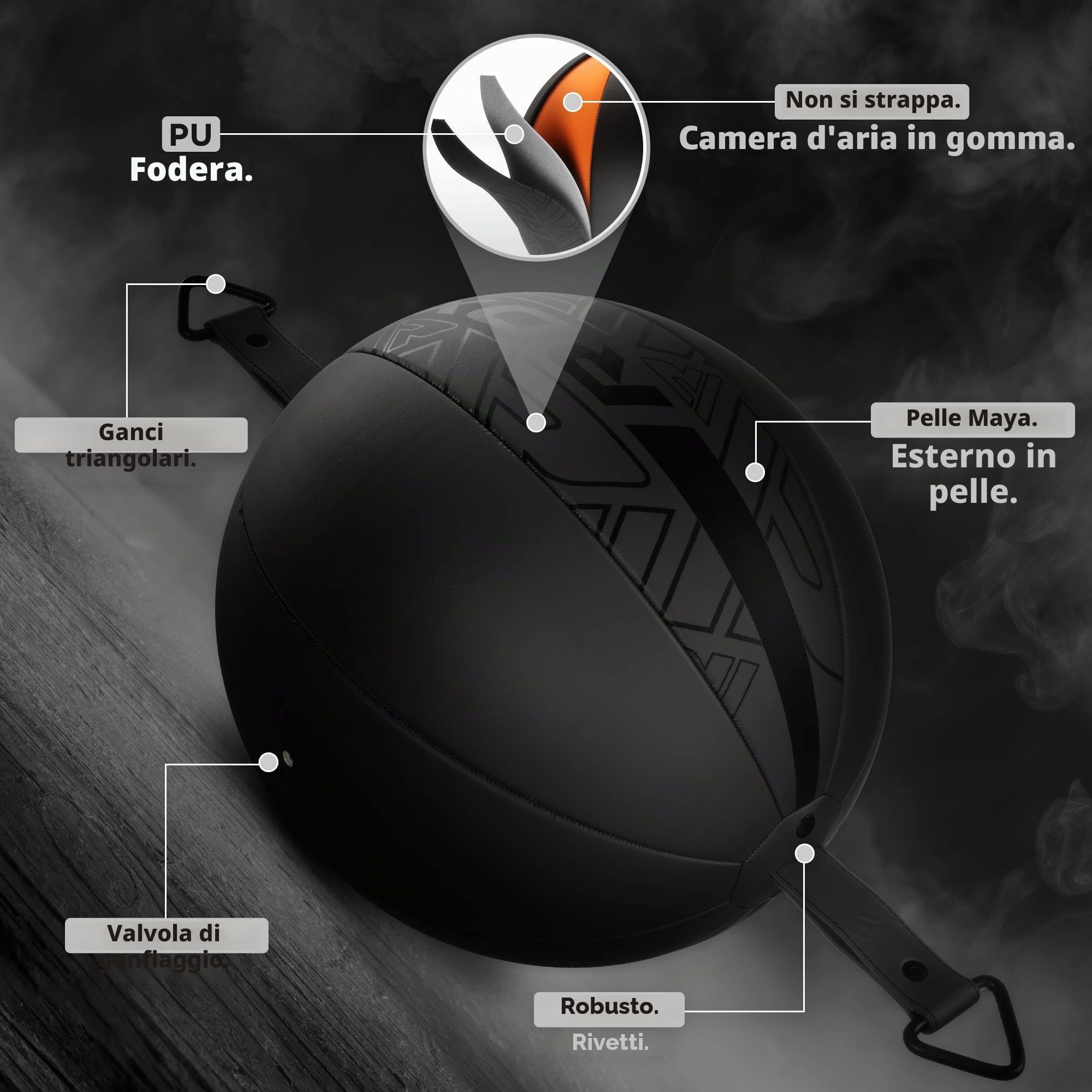 RDX Doppia Palla Veloce estremità Palla di Reflex da 70 cm con Cavo Elastico da 48 Pollici Sacco da Boxe Pelle Maya Hide Palla di con Doppia estremità, Muay Thai MMA Pugilato Sacco Sport Fitness