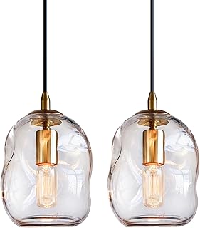 CASAMOTION Pendant Lighting Kitchen Island Modern Clear Glass Organic Gl...