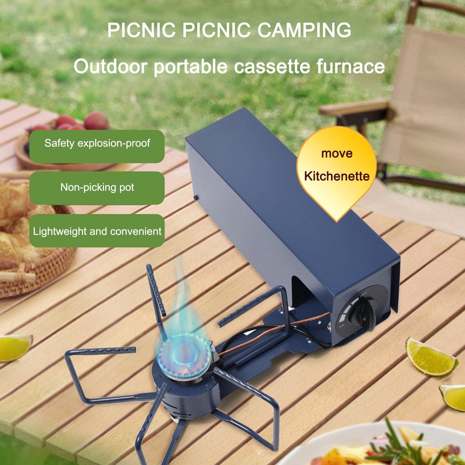 Brûleur pliable - camping - Poêle à cassette coupe-vent - Réchaud camping