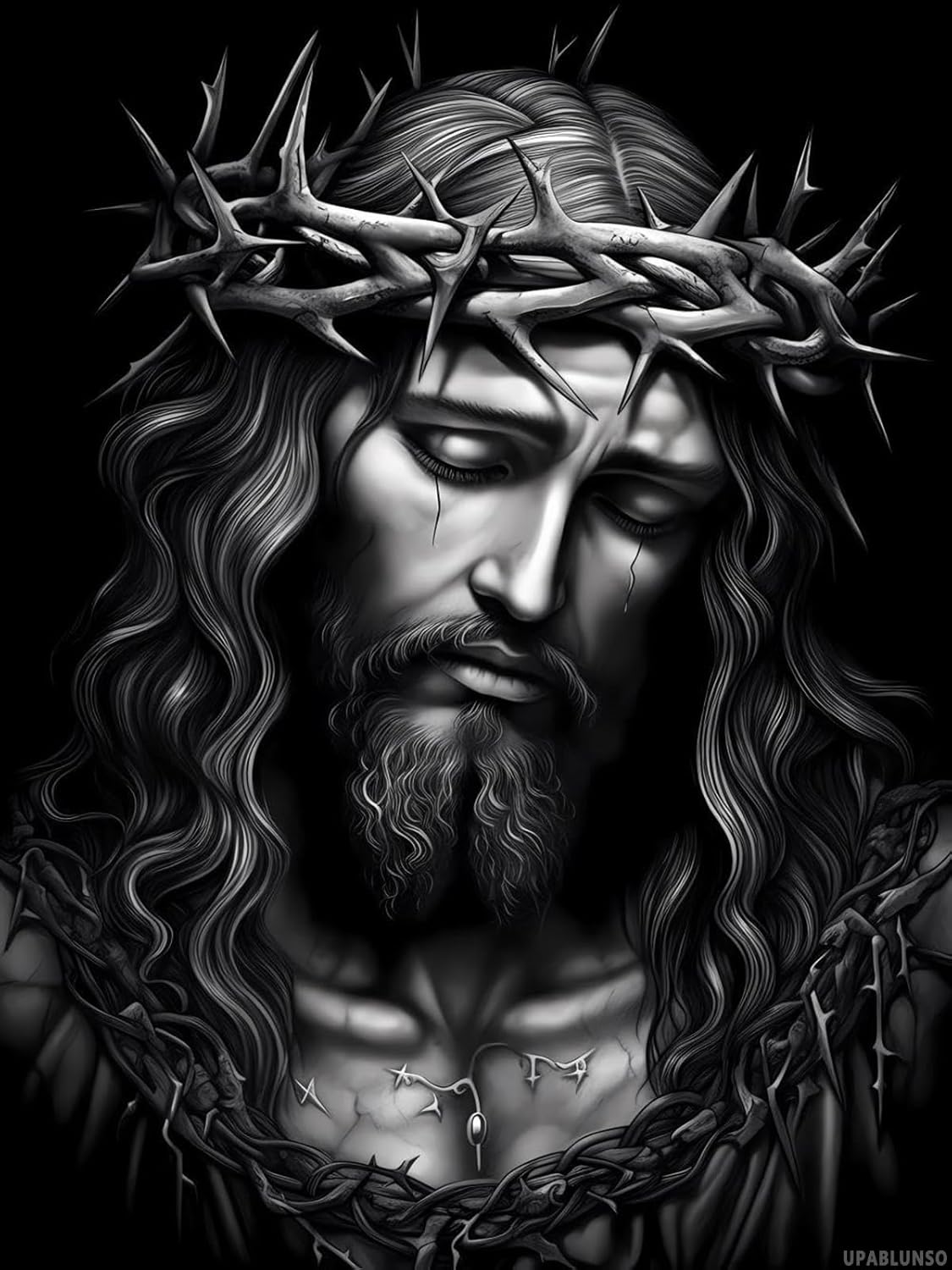 DIY 5D Diamond Painting Kits for Adults Jesus Weeps Jesus Christian Religious Diamond Painting Diamond Art Kits Gem Art Kits for Gift Home Wall Decor 12x16in/30x40cm