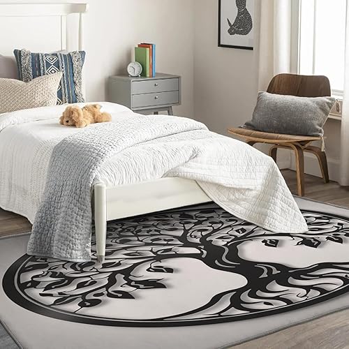 Miniatura 2 de Alfombra de 3 x 4, alfombra de árbol de la vida para sala de estar, dormitorio, alfombra de área gris y decoración de dormitorio, alfombra de