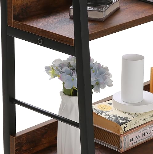 Miniatura 6 de Homdox Estantería de escalera de 5 niveles, estantería industrial de madera y metal, soporte para plantas y flores, estante de almacenamiento para