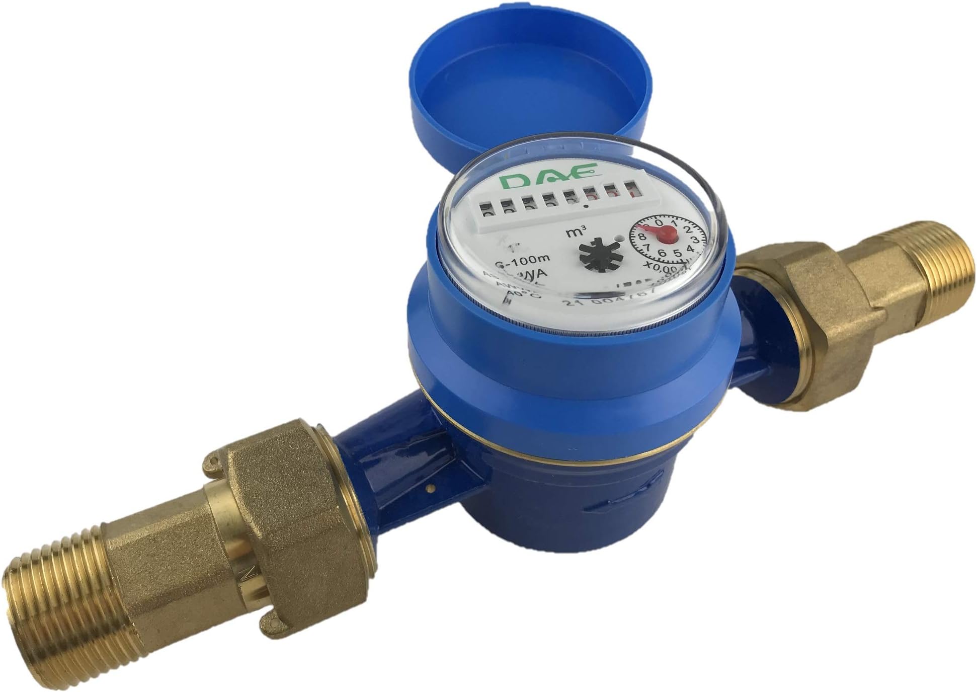 DAE AS-100m 1" Water Meter, Measuring in Liters + NPT Couplings