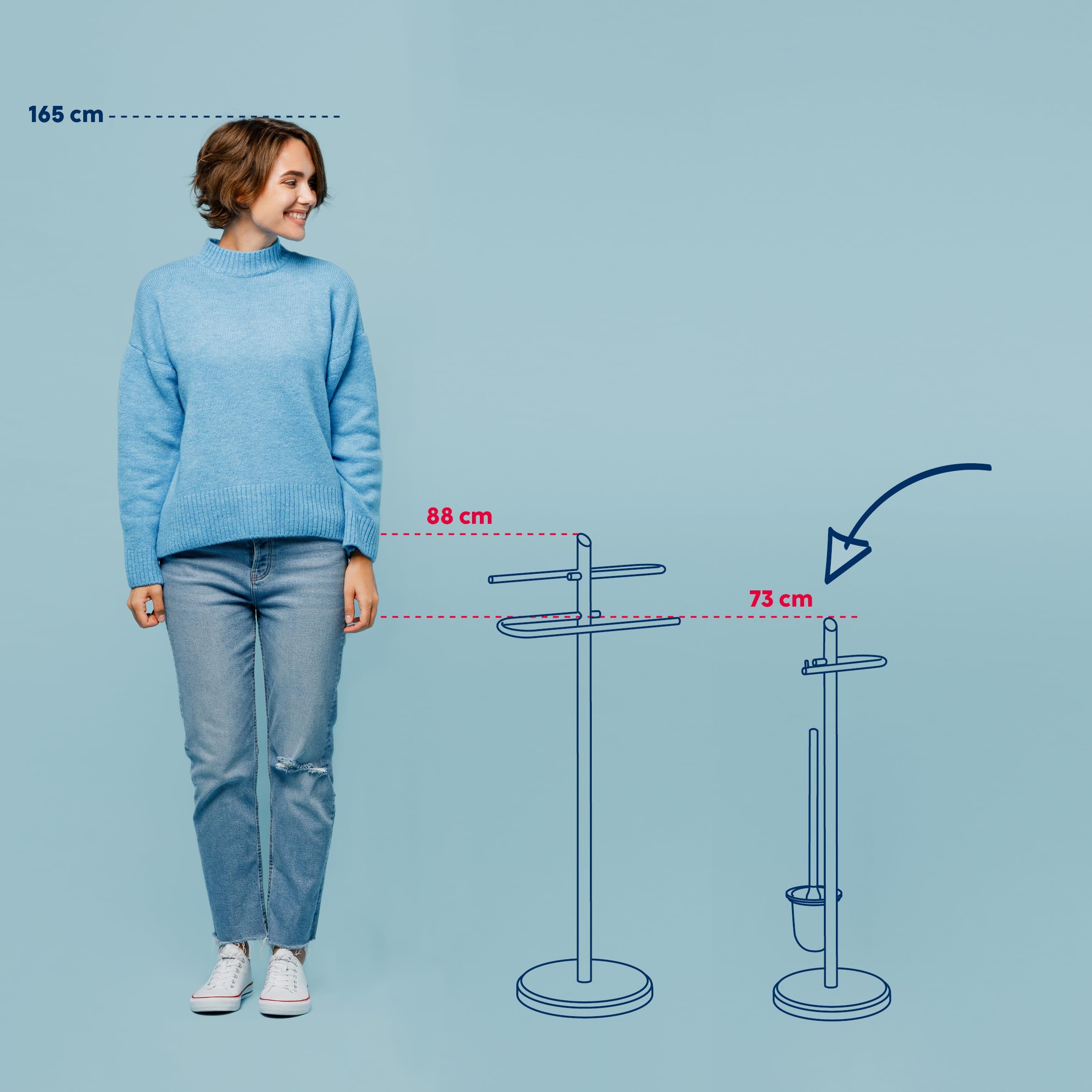 kela WC Garnitur mit Toilettenpapierhalter und Bürstentopf 73cm, Toilettenbürste mit offenem Klobürstenhalter Ken, Metall glänzend