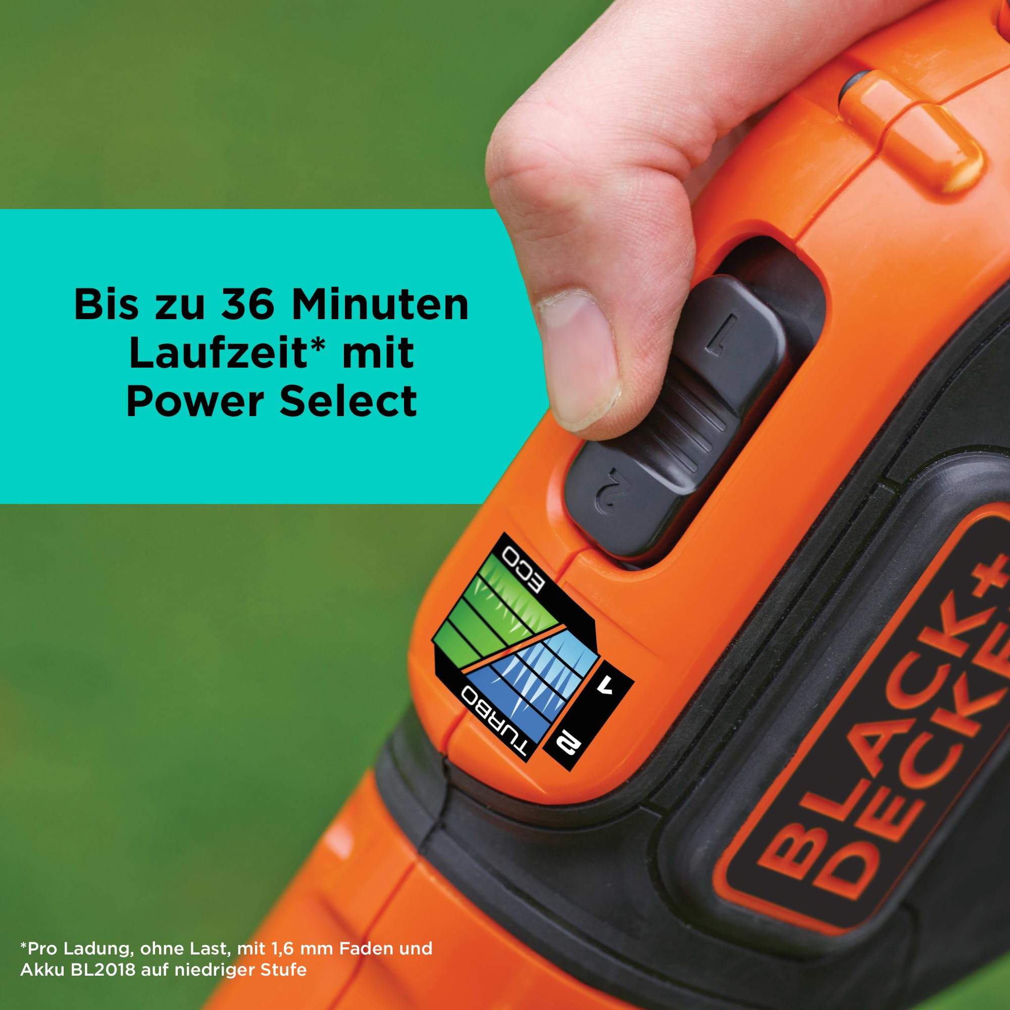BLACK+DECKER 18V Akku-Rasentrimmer (28 cm Schnittbreite, AFS Reflex Fadenverlängerung, verstellbarer Zweithandgriff, mit Führungsrad, Lieferung ohne Akku und Ladegerät) BCST918B