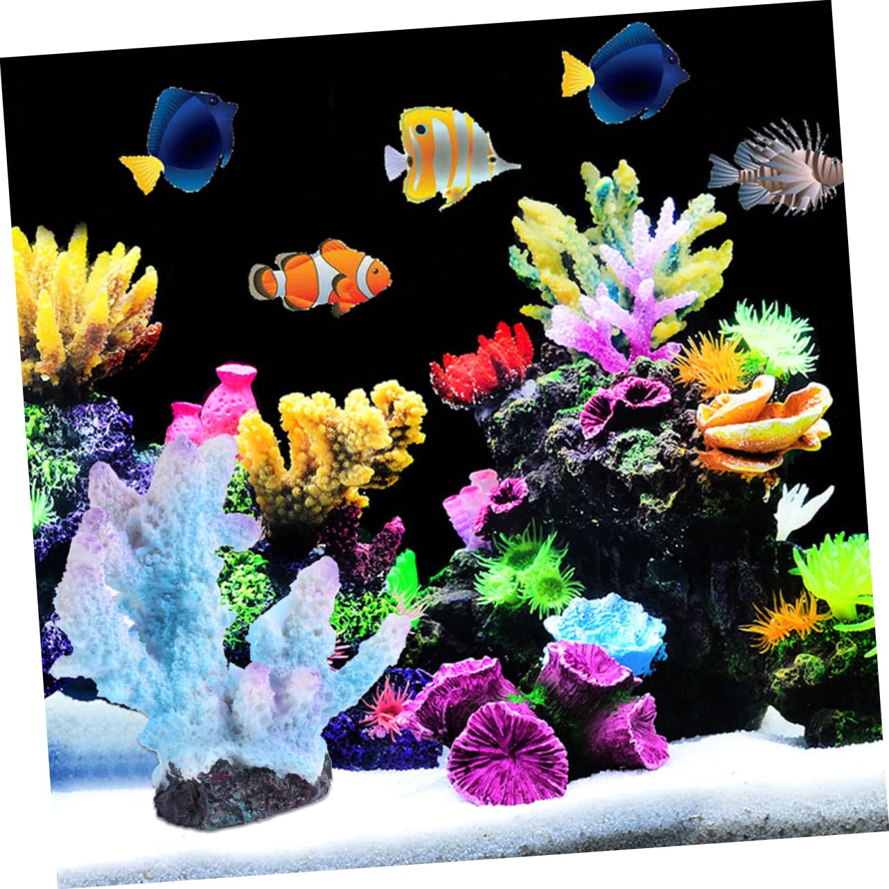 POPETPOP 3er Set Flexible Silikon Korallen - Lebensechte Aquarium Deko Für Fische & Teiche