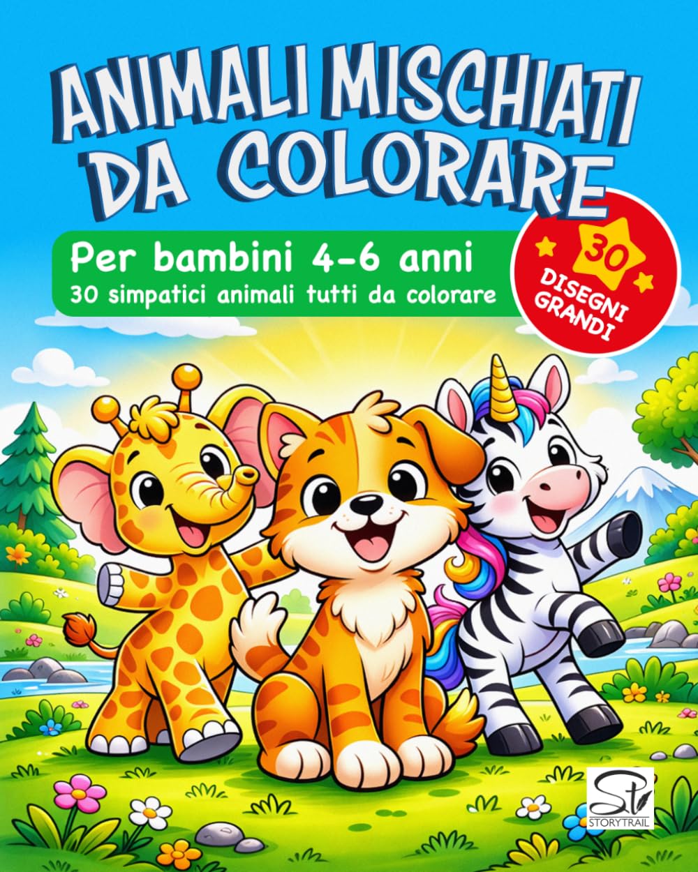 Animali mischiati da colorare: 30 animali buffi, originali e divertenti da colorare – Libro creativo per bambini 4-6 anni (Fantamischiati)
