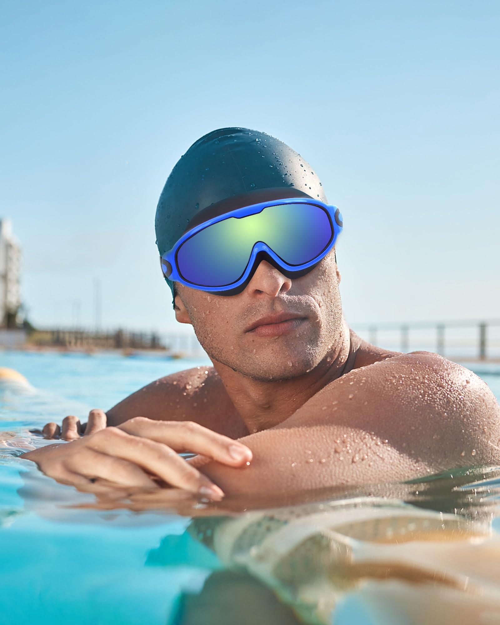 Freela Confezione da 2 occhialini da nuoto per adulti, uomini, donne, giovani, visione ampia a 180°, anti-appannamento, protezione UV, in morbido silicone, impermeabili, senza perdite, confezione da 2