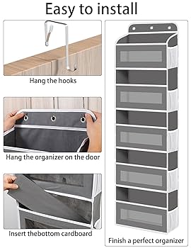 TAHAVICE 2 Pack Over The Door Storage Organizer With 5 Pockets 10 Mesh Side Pockets, 44 Lbs Weight Capacity Door Hanging Organizers And Storage For Bedroom,Bathroom,Nursery,Pantry,Dorm(Black