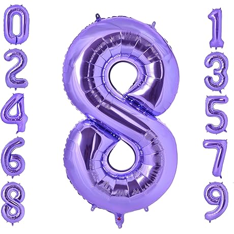 Purple 40 Inch Giant Number 8 Balloon