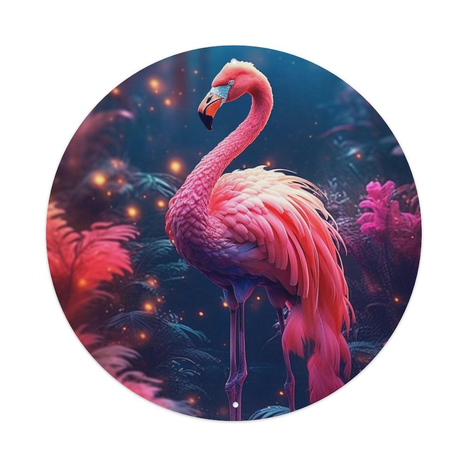 Animal Artwork Flamingos in The Forest Vintage Metal Tin Sign Plaque Wall Decor for Cafe, Club Bar, Office, Garden Metal Poster 8x8Inch