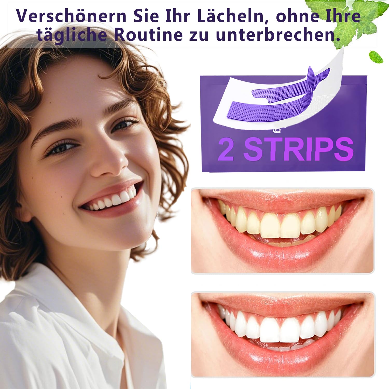 Lila Teeth Whitening Strips, Bleaching Zahnaufhellung-Streifen in 14 Tagen, Einfachen Aufhellen Zähne für Schnelles Entfernen Aller Flecken und Sie Sich Schnell Weiße Zähne