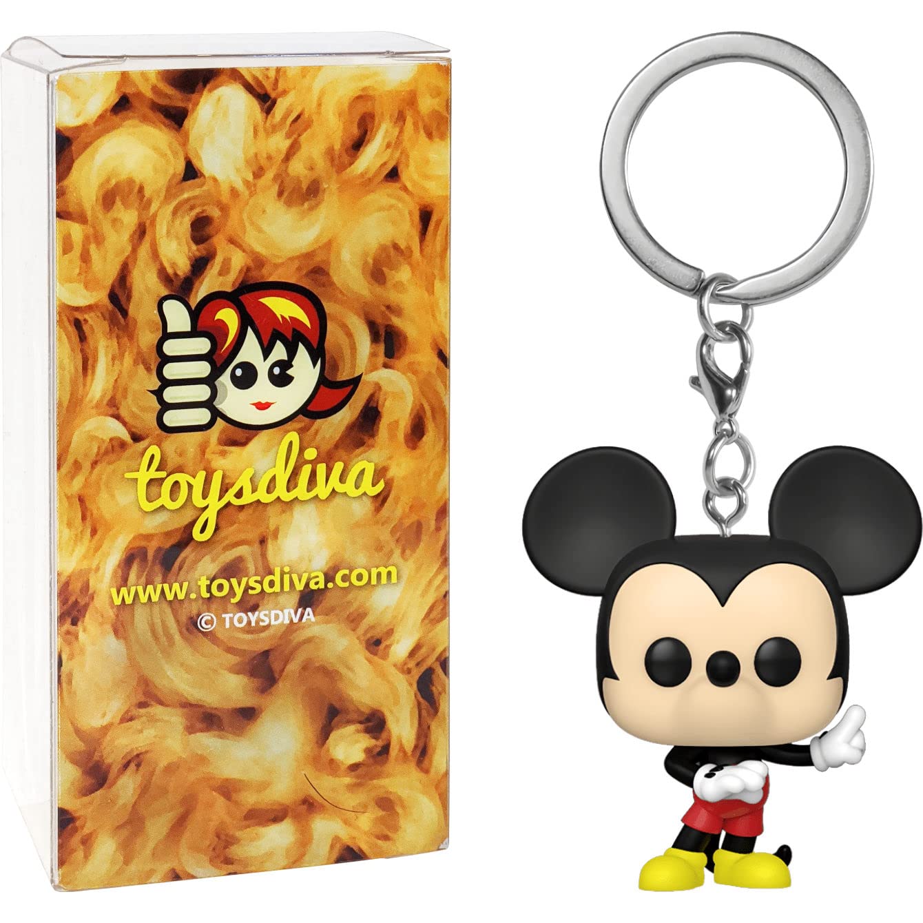 Micke y: Pocket P o p ! Mini-Figural K e y c h a i n Bundle with 1 Compatible 'ToysDiva' Graphic Protector (59629 - B)