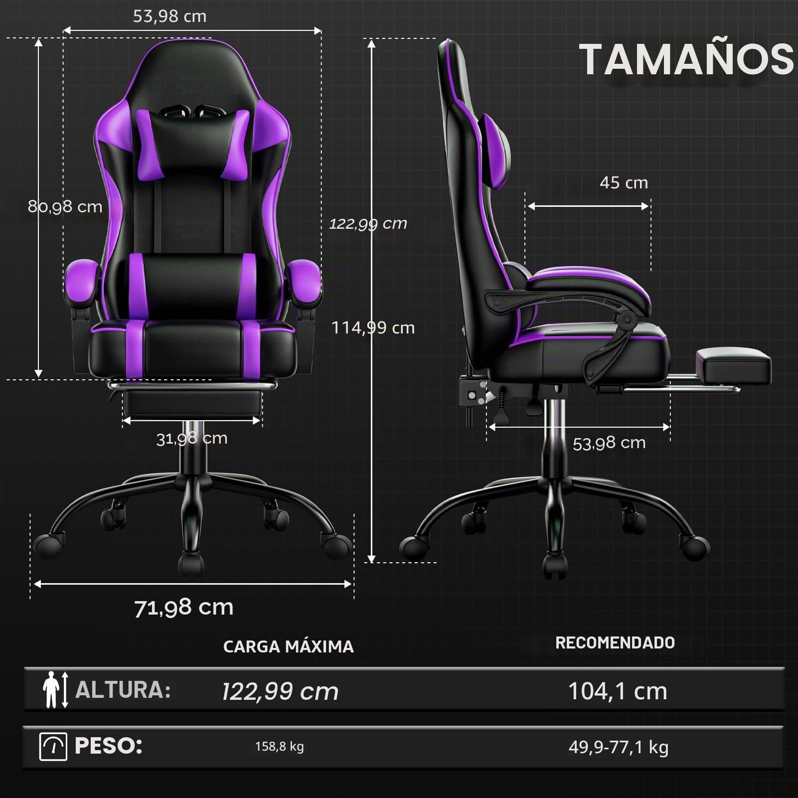 Silla Gaming Ergonómica | Respaldo Lumbar, Ajustable en Altura, Piel Sintética, Para Adultos