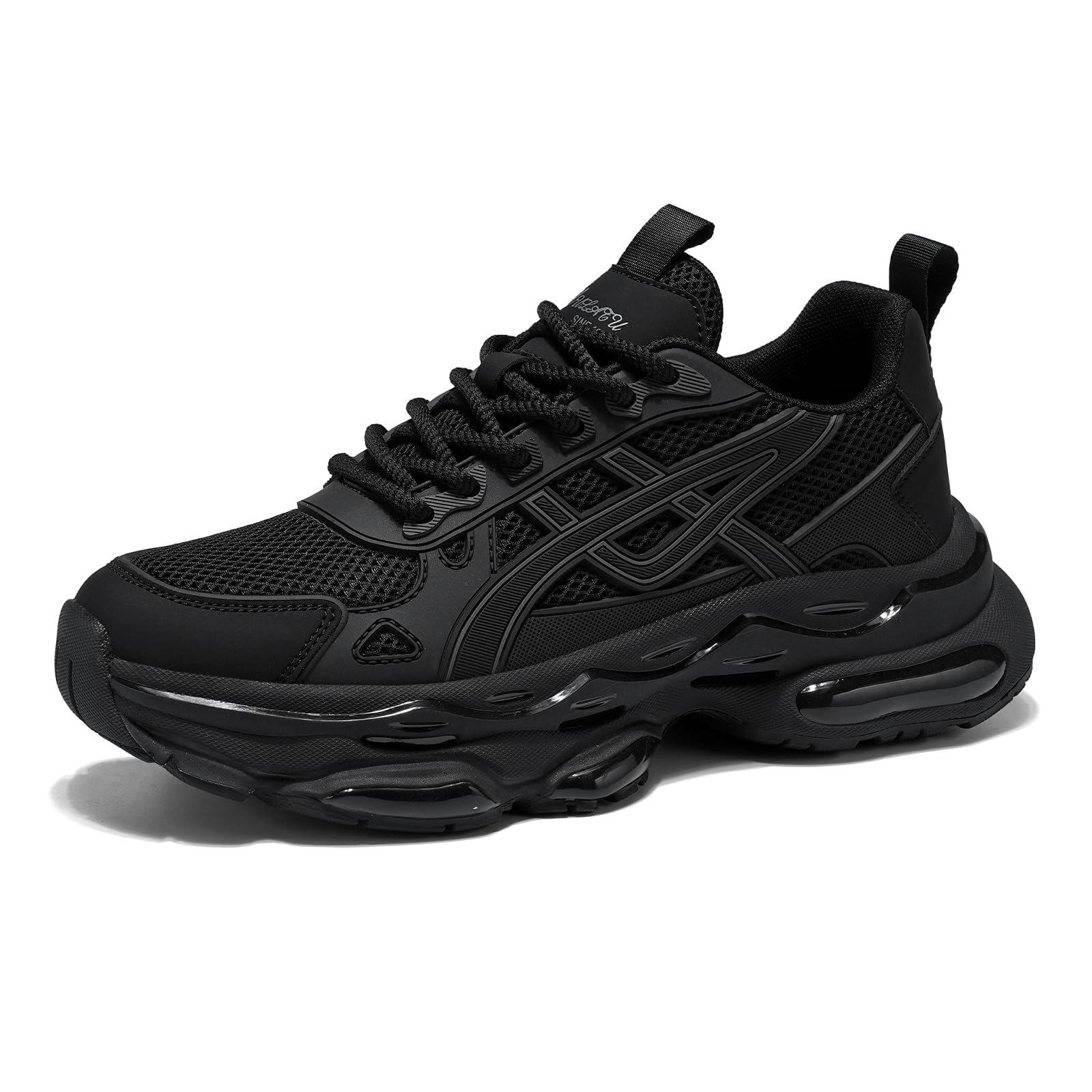 YCMM Chunky Walking Shoes Men Breathable Mesh Lace-Up Platform Sneakers Non-Slip Comfortable Casual Dad Style for Work Gym Everyday Wear