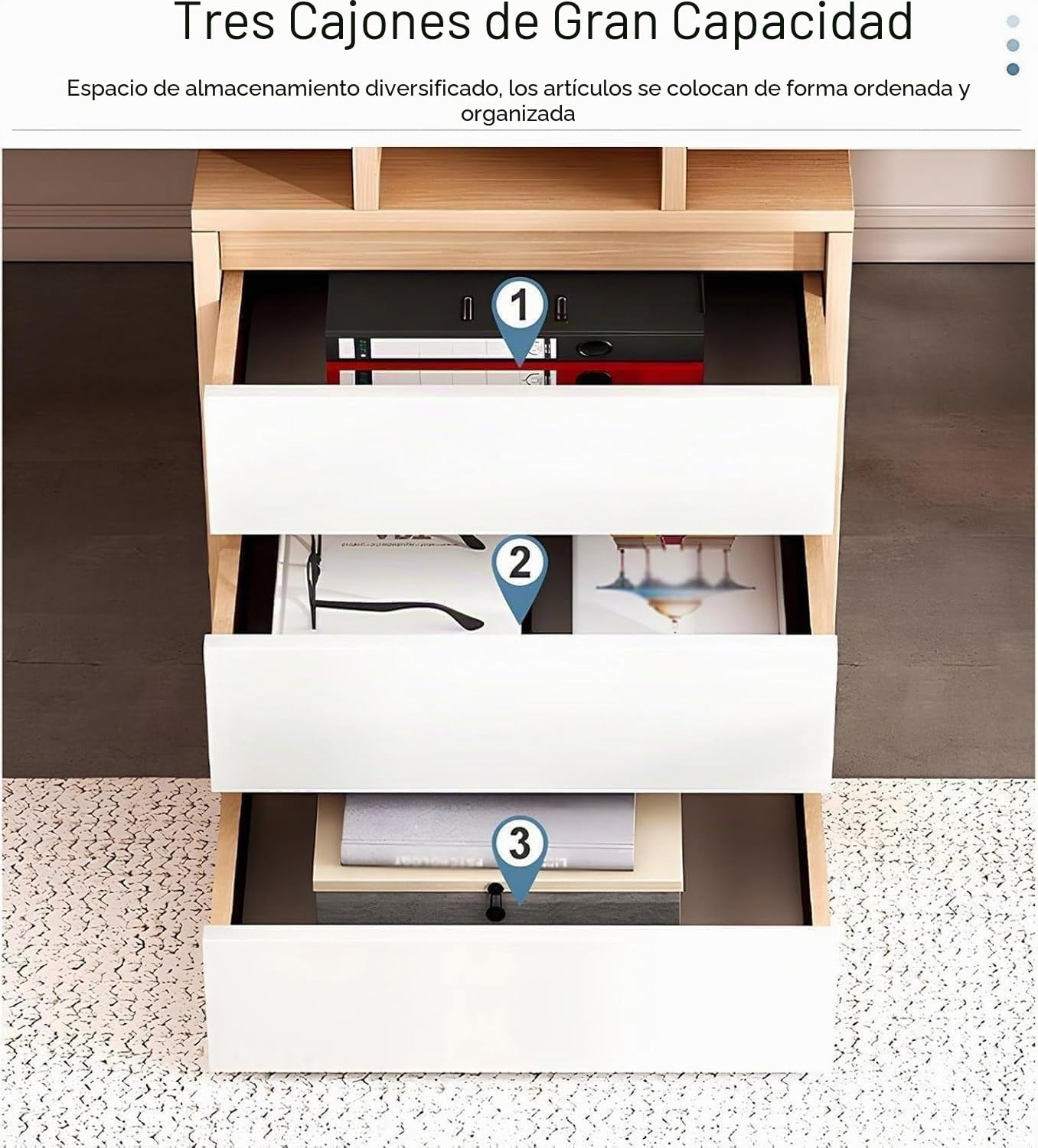 Escritorio doble, escritorio de computadora, escritorio doble con 3 cajones de documentos, escritorio de madera moderno y grande, adecuado para uso doméstico y de oficina C,240CM