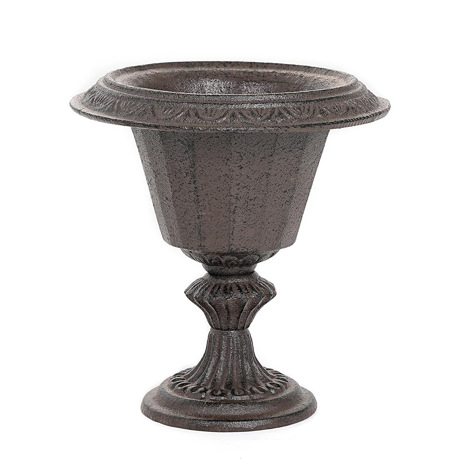 SungmorCast Iron French Urn Planter, Vintage Decorative Flower Arrangement Vase, Indoor 6.9" Brown Metal Plant Pot, Succulent Artificial Plants Container, Table Centerpieces Home Office Decor