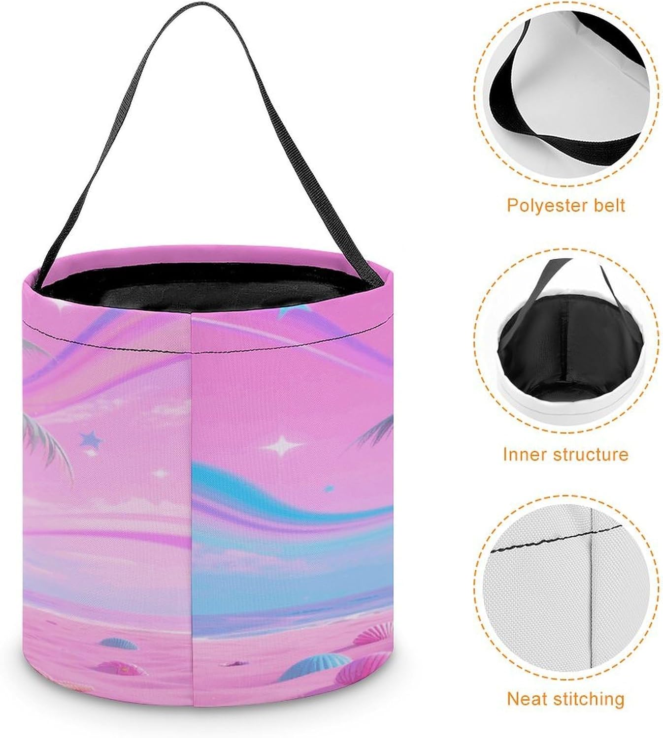 Hologram Palm & Pink Sand Halloween Tote Treat Bag for Trick Or Treat image 4
