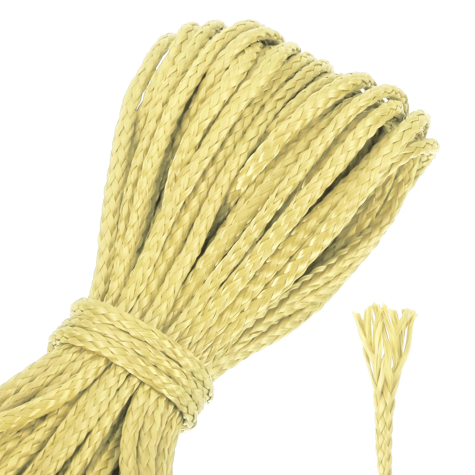 sourcing map 30Ft Braided Fishing Line, 550lb 2mm Diameter Multipurpose Utility Paracord Line Wind Chime String Kite Line for Camping, Hot Air Balloon, Outdoor Survival, Yellow