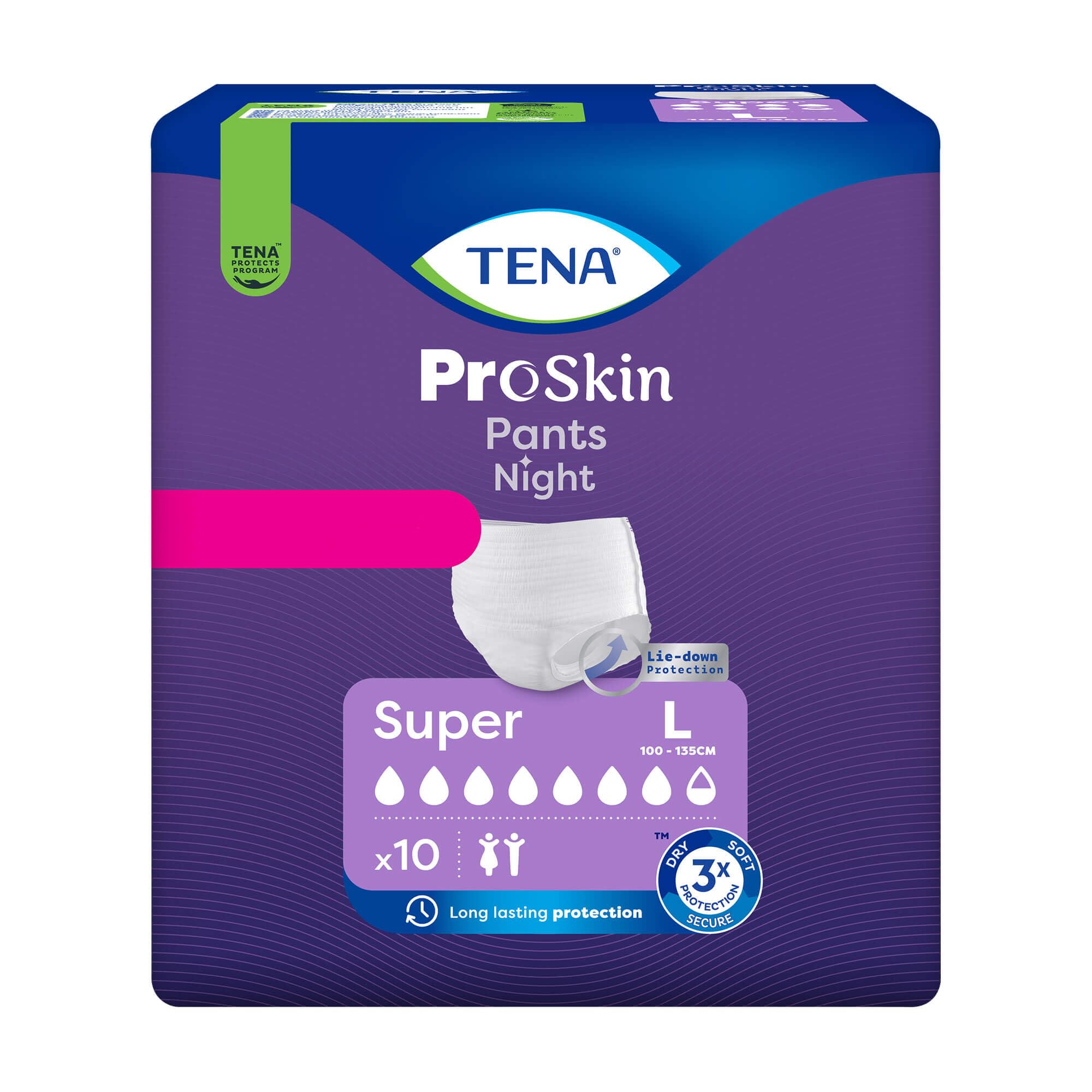 Tena Pants Night Super Proskin Mutandine Assorbenti Taglia L, 10 Pezzi