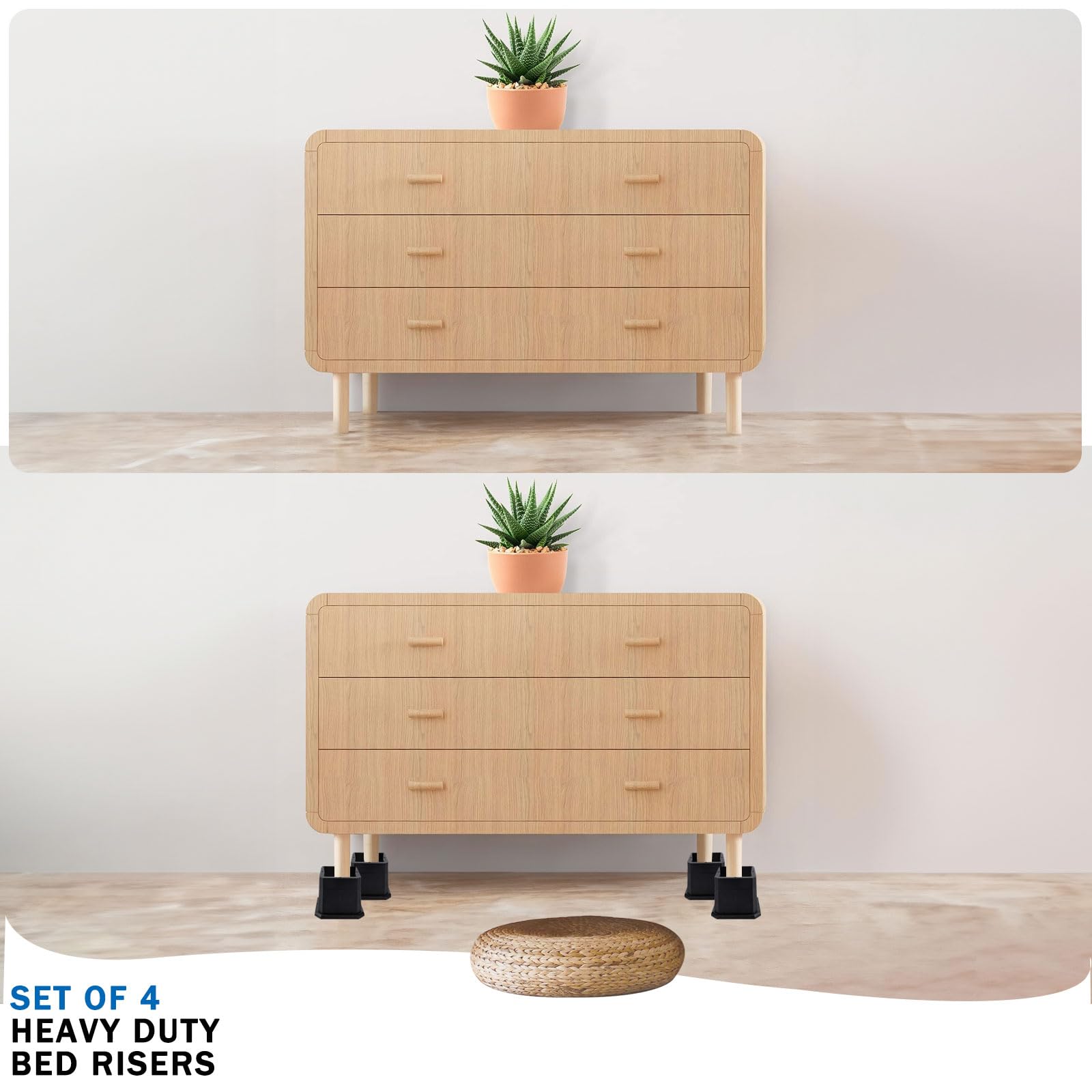 Snapklik.com : ANNKUT Adjustable Bed Furniture Risers - Elevation In ...