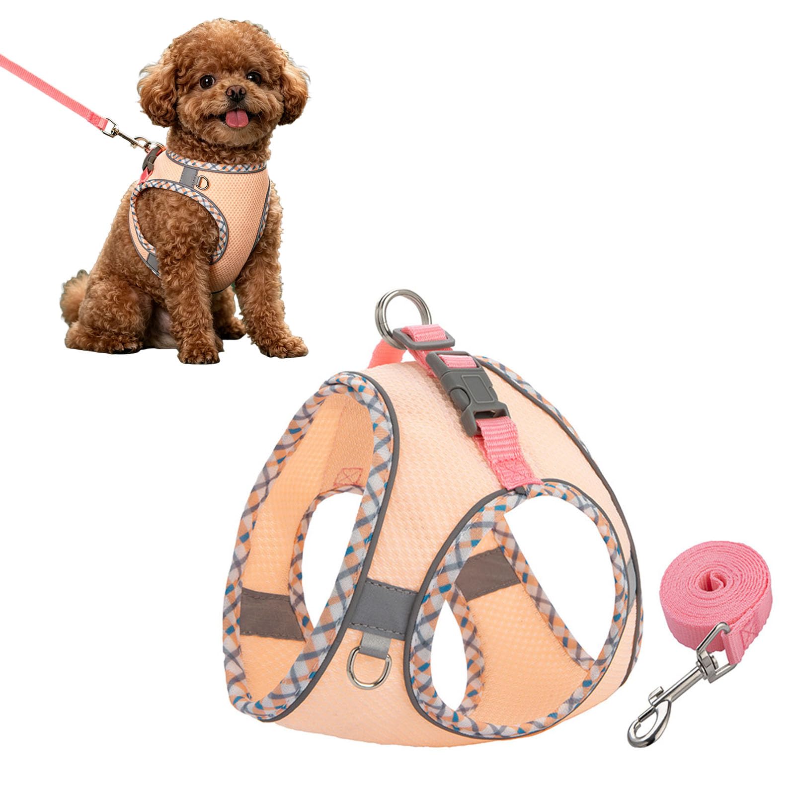 Cat Harness and Lead Set, Adjustable Kitten Harness and Leash Set Escape Proof, Soft Breathable Mesh Harness Vest for Small Medium Cat Dog Daily Outdoor Walking Travel (Yellow, XS)