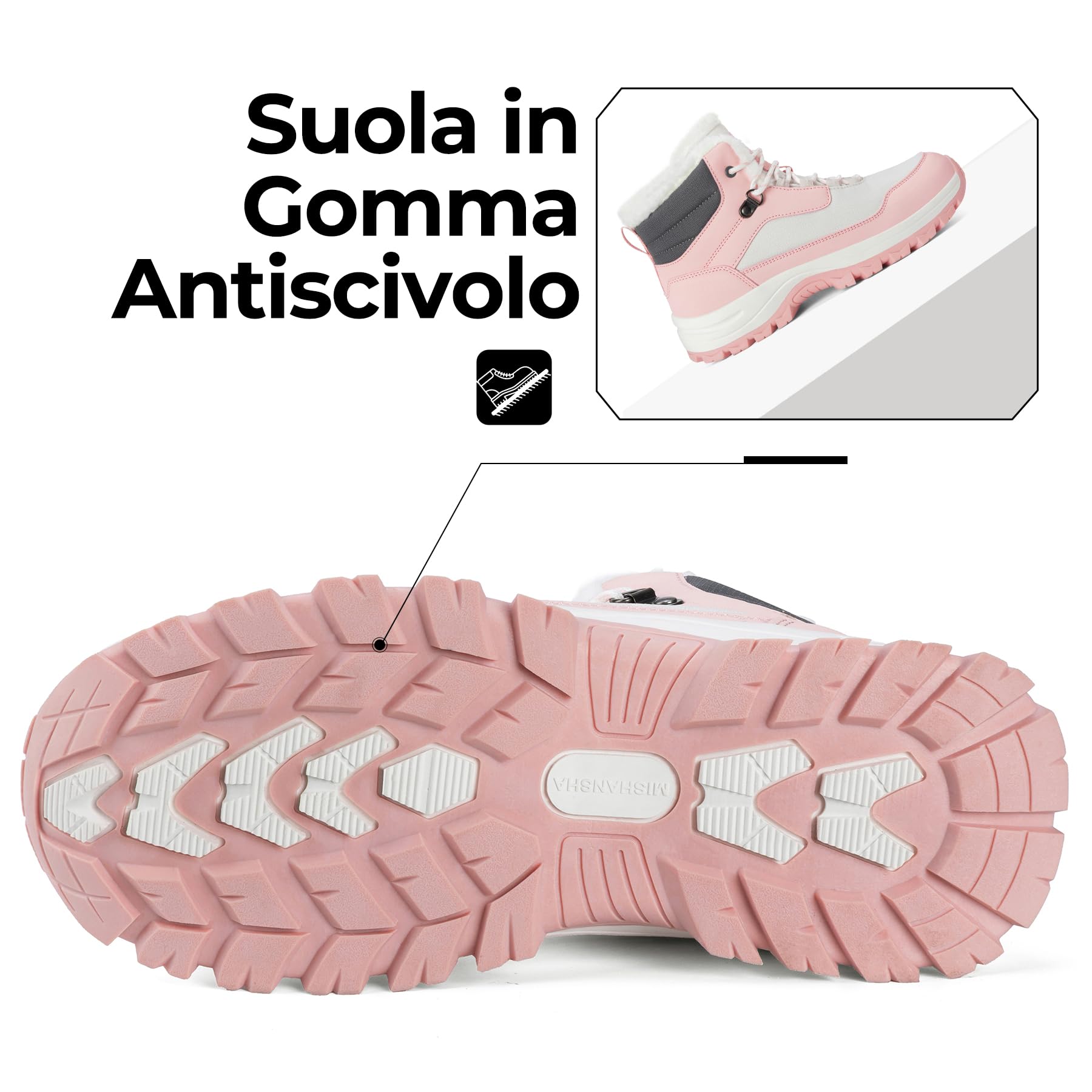 Mishansha Stivali Donna Invernali Scarpe da Escursionismo Antiscivolo Scarponi Trekking 36-42 EU